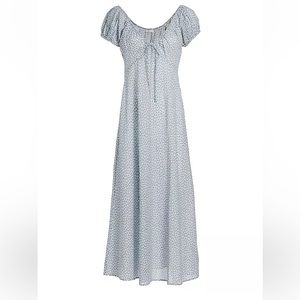 Doen Sofia Floral Printed Midi Dress Blue Bell Hill Side Bloom Size XS